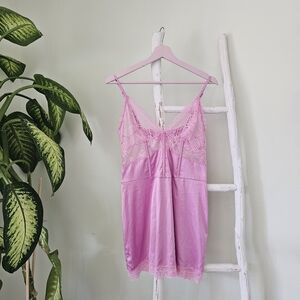 Victoria's Secret Pink Satin Corset Mini Slip Dress